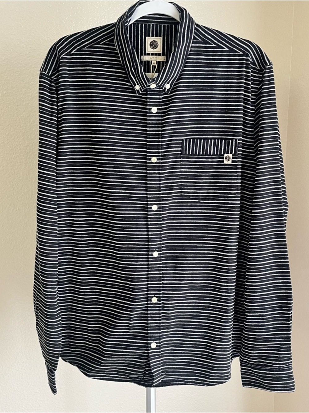 Pretty Green Striped Button Front Long Sleeve Shirt Size XL